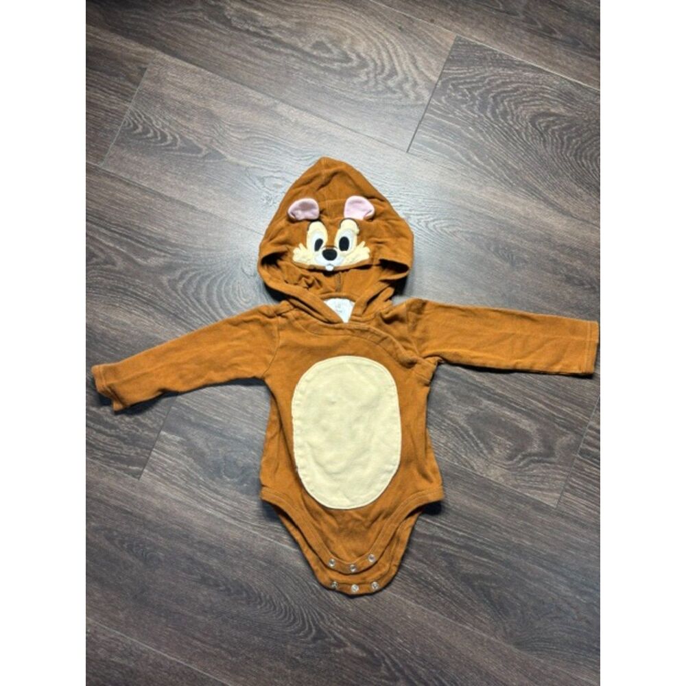 Disney Baby Dale Chip & Dale Hooded Costume Bodysuit 18-24M Brown One Piece